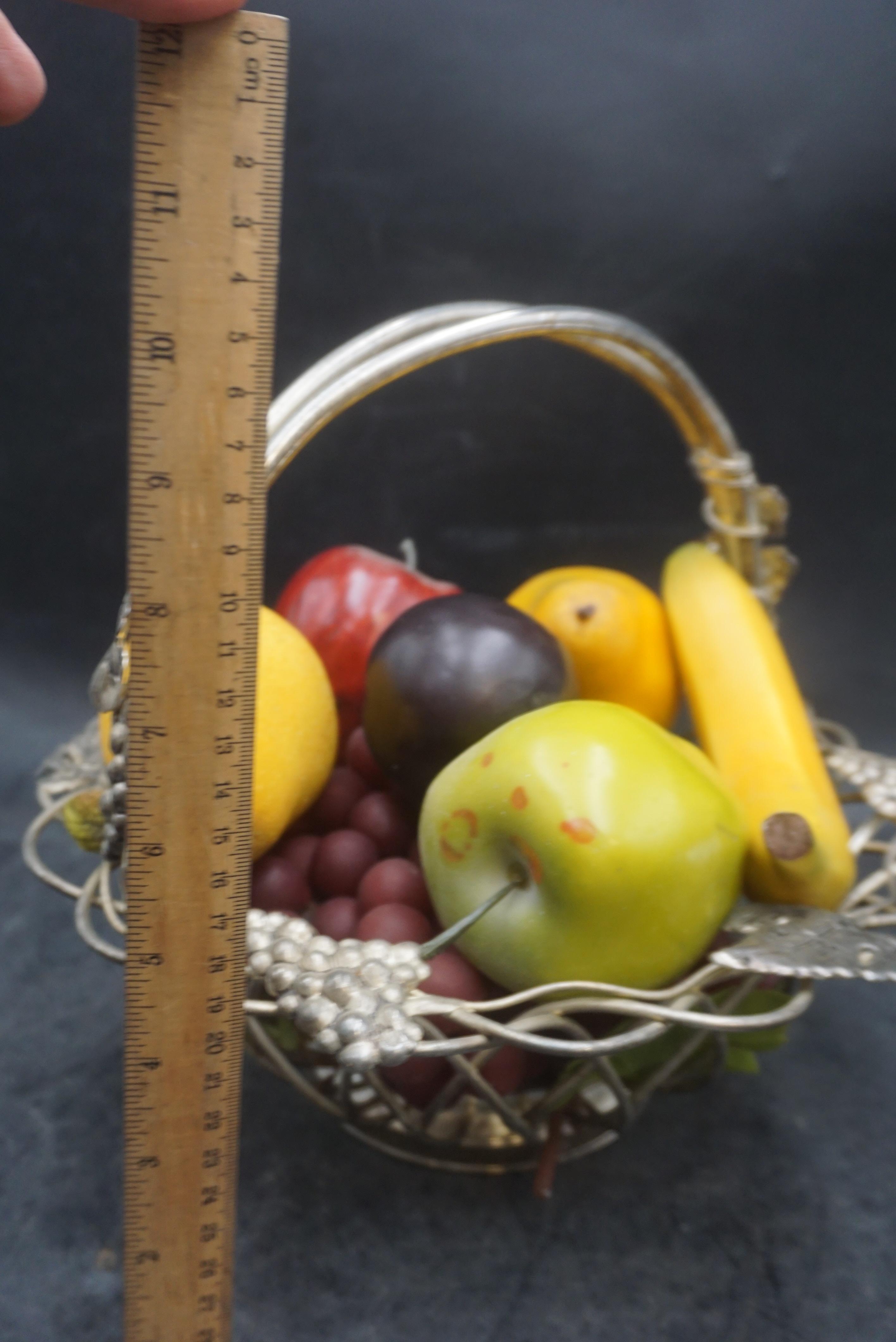 3 - Metal Baskets W/ Decorative Fruit