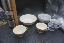 Coffee Thermos, Relish Dish, Cups, Plates, Bowls, Figurine