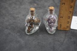 2 - Glass Skulls Filled W/ Crushed Gemstones