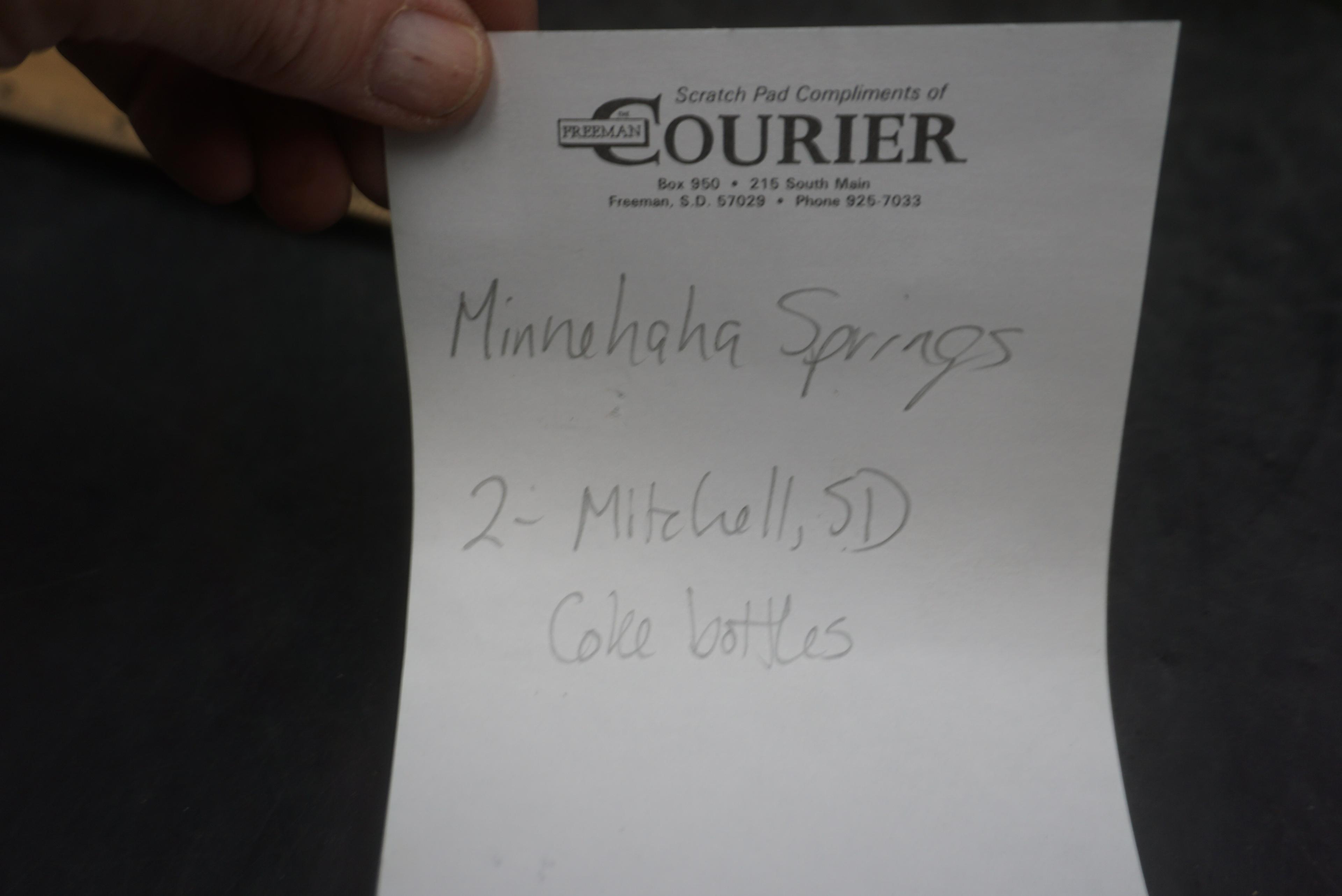 Minnehaha Springs & 2 Mitchell, S.D. Coke Bottles