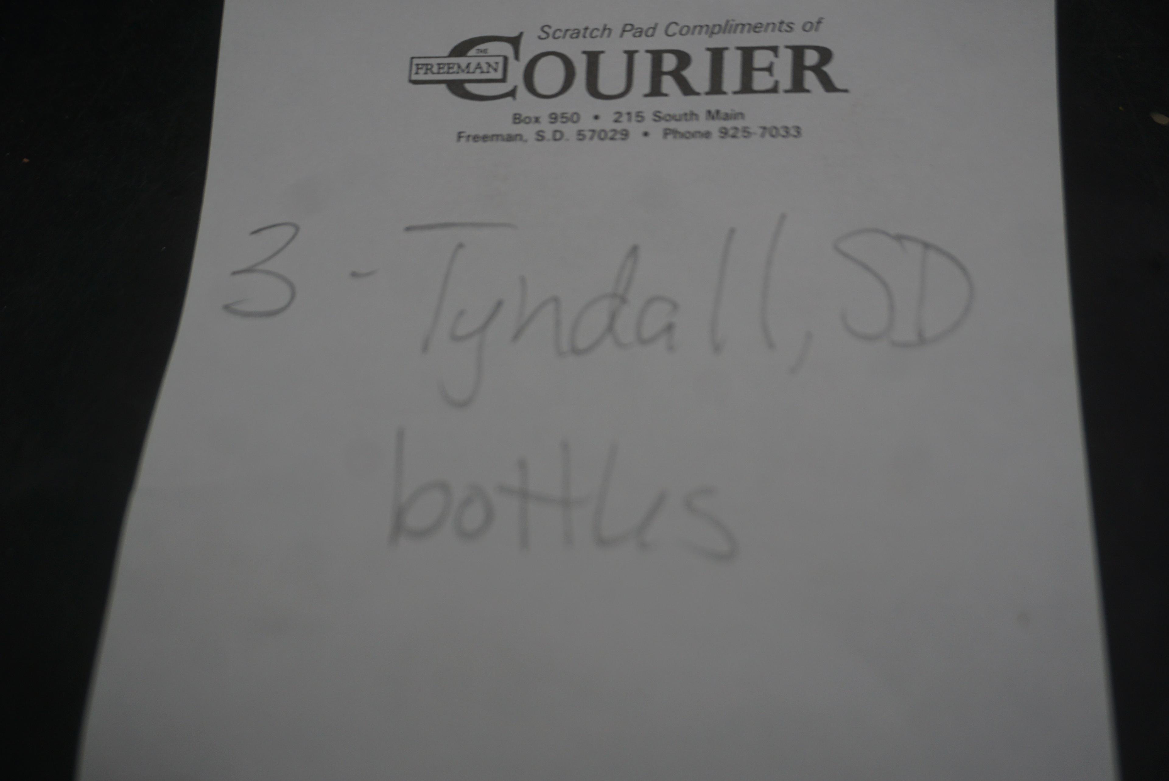 3 - Tyndall, S.D. Glass Bottles