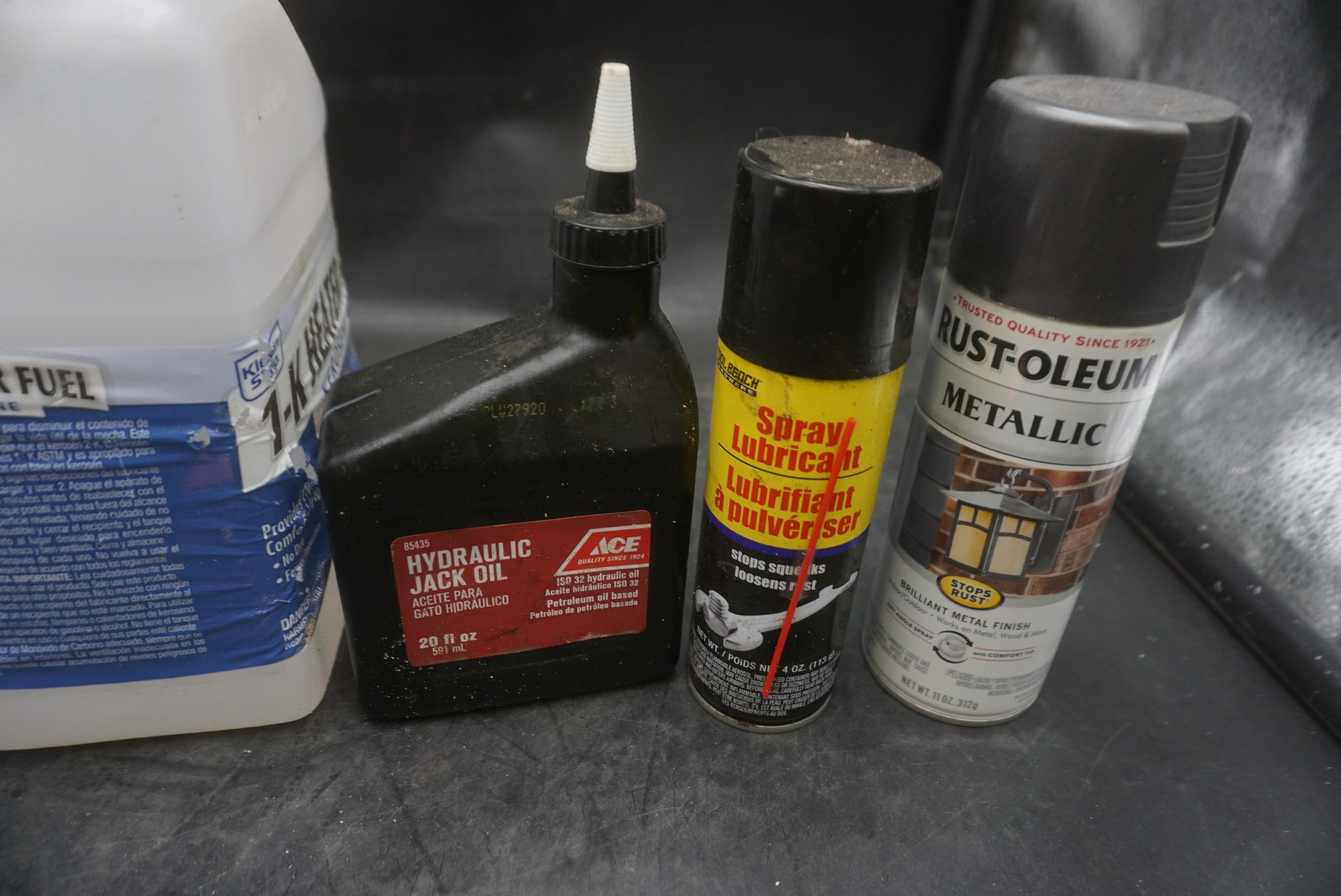 1-K Heater Fuel, Hydraulic Jack Oil, Spray Lube, Spray Paint & Rv/Marine Antifreeze