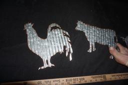 3 Galvanized Looking Animals - Rooster, Cow & Pig