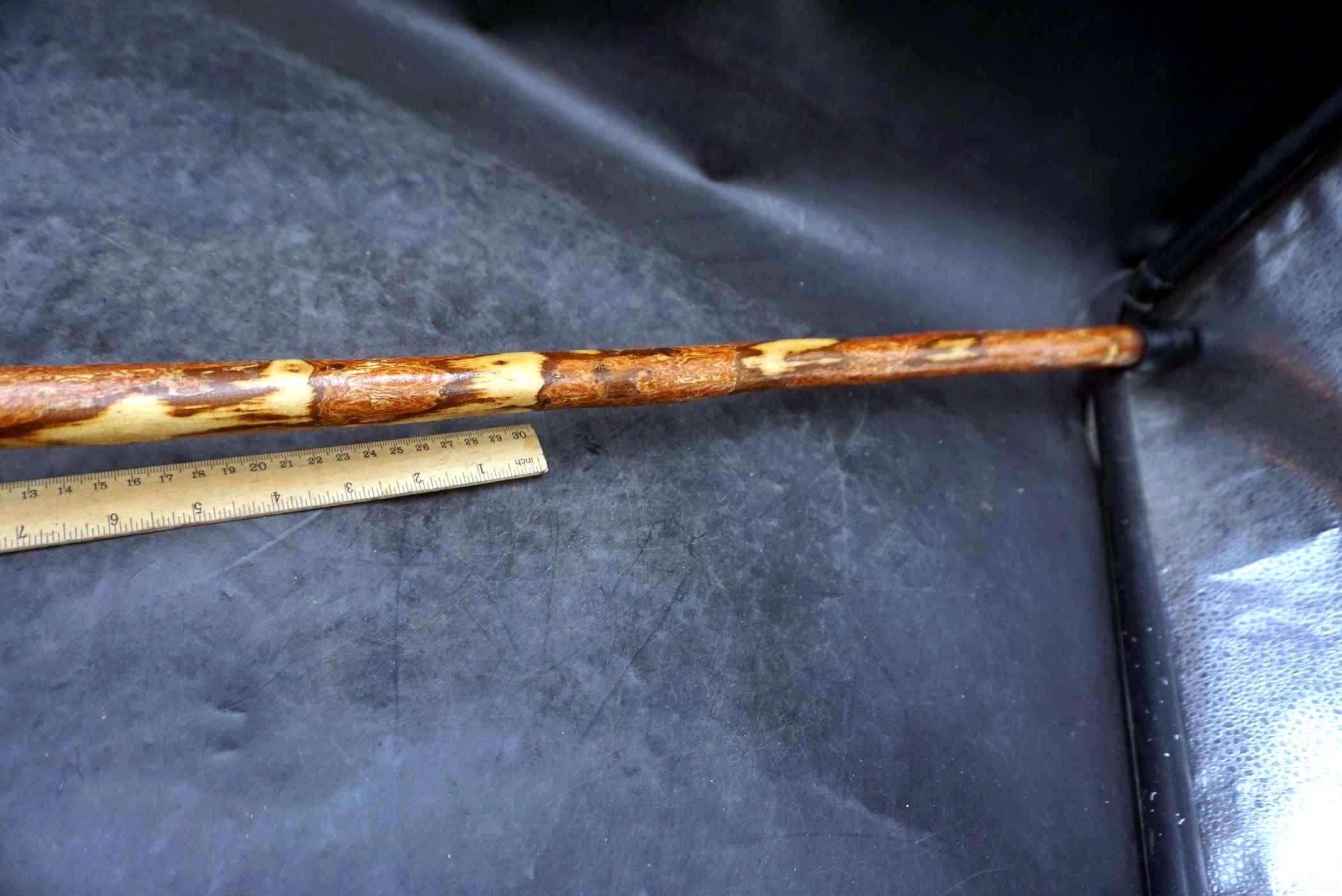 Wooden Carved Face Cane W/ Metal Top By Anderson (Made In Sioux Falls, S.D.)