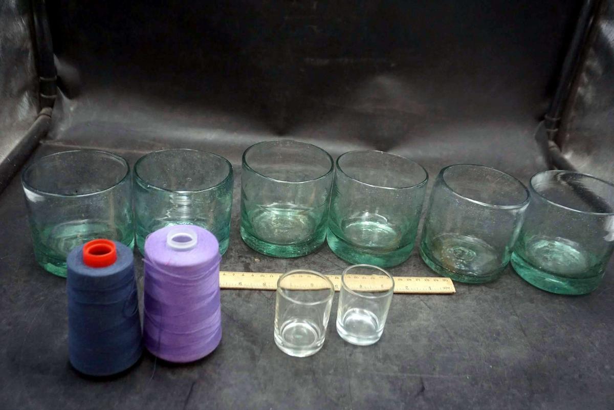 6 Drinking Glasses, 2 Shot Glasses & Thread