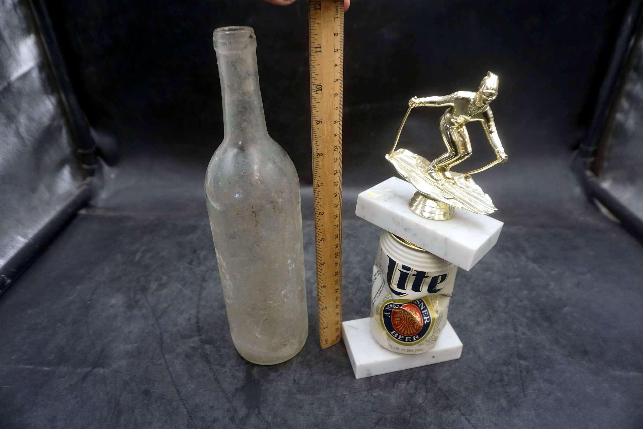 Glass Bottle & Miller Lite Skiing Trophy