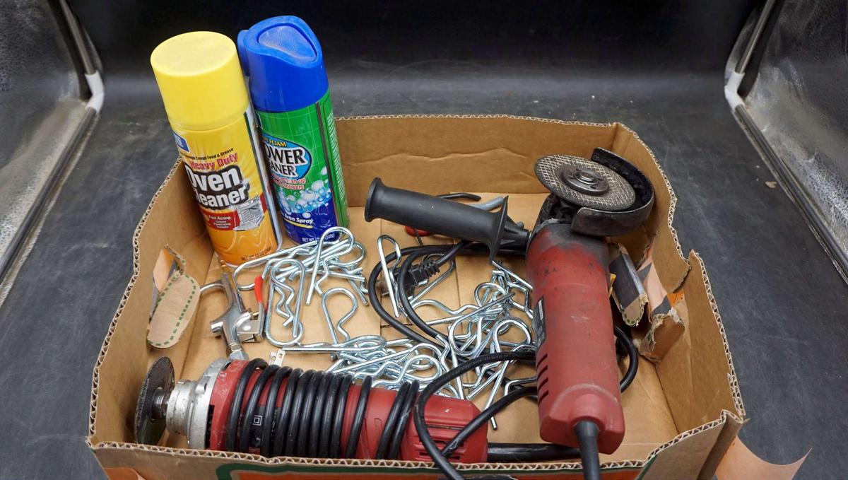 Tools, Angle Grinder, Trailer, Pins, Spray Can