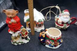 Ceramic Tealight Holder, Christmas Village House, Mug, Christmas Figurines