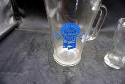 Pabst Blue Ribbon Pitcher & 3 Glasses