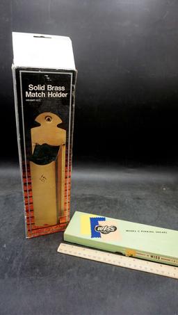 Solid Brass Match Holder & Wiss Model C Pinking Shears