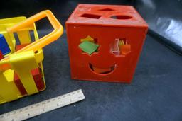 Plastic Basket W/ Blocks & Shape Toy