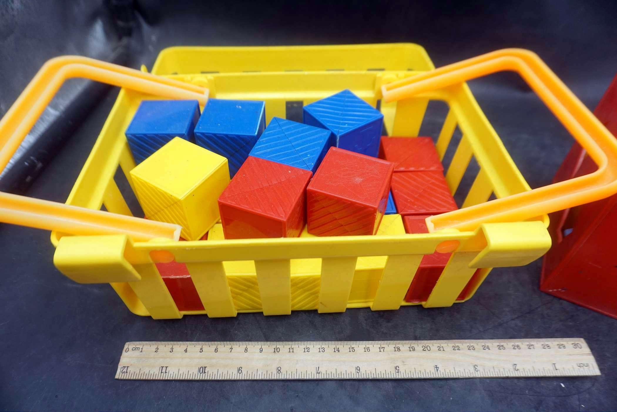 Plastic Basket W/ Blocks & Shape Toy