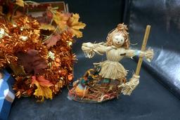 Leaves & Tinsel, Wooden Pilgrim Figurines, Scarecrow Figurine