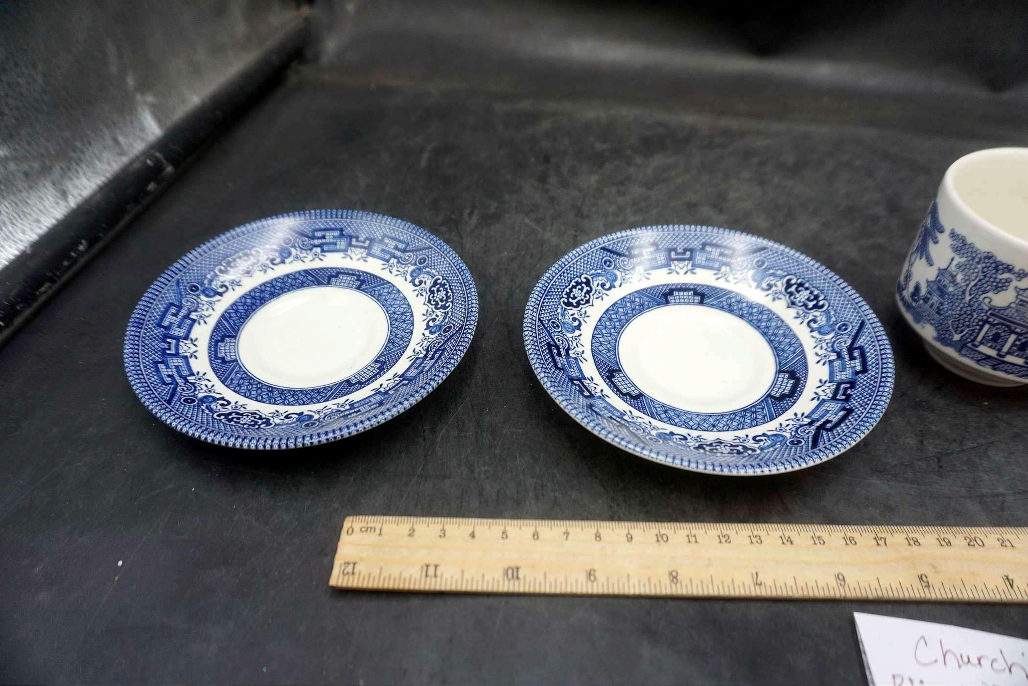 Churchill England Blue Willow Cups & Saucers