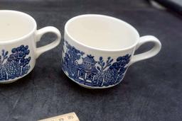 Churchill England Blue Willow Cups & Saucers