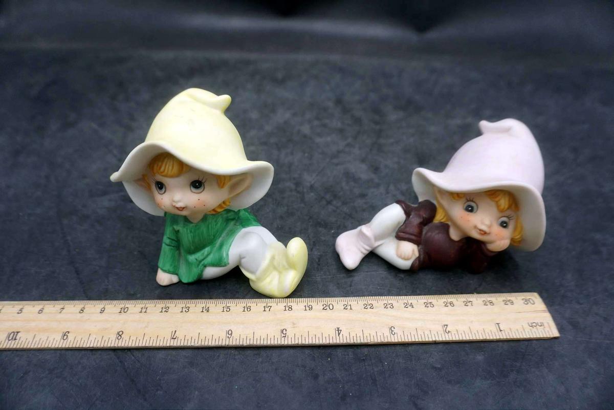 Vintage Porcelain Pixie Elf Figurines