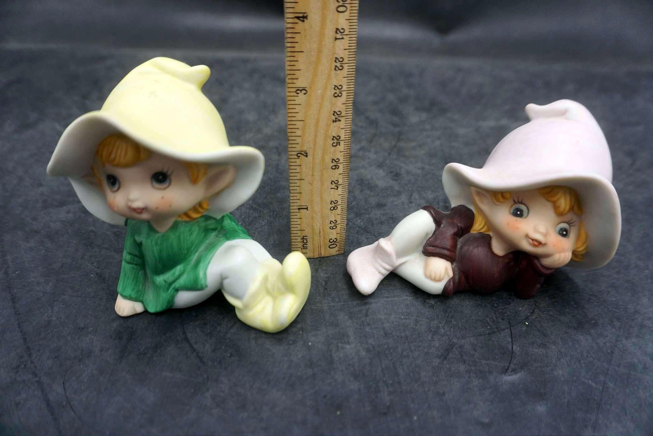 Vintage Porcelain Pixie Elf Figurines