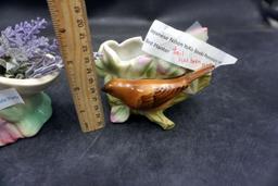 40'S-50'S Southern Belle Planter & Japanese Nihon Yoko Boeki Porcelain Bird Planter (Tail Reglued)