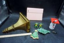 Frogs, Leaf Dish, Ornament, Birdhouse Bank, Container & Stand