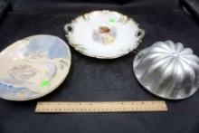 Jello Mold, Painted Plate & Round Colorful Stone