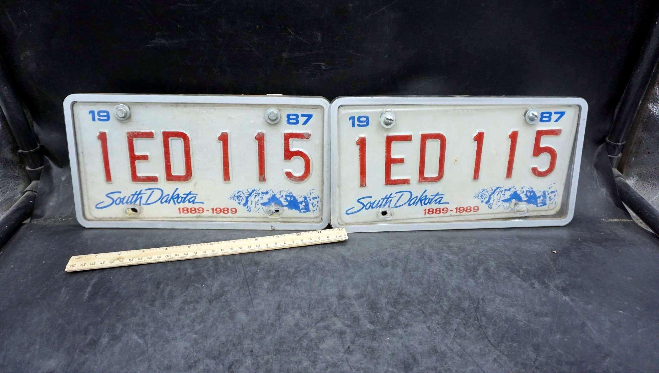 2 - Matching Set Of 1987 South Dakota License Plates