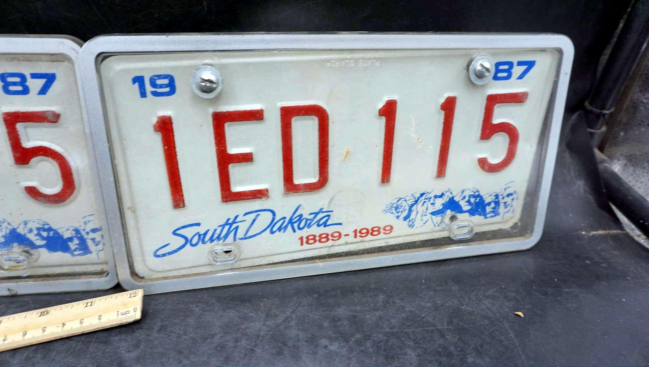 2 - Matching Set Of 1987 South Dakota License Plates