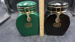 2 - European Coffeehouse Canisters (One Is Chipped)