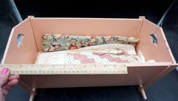 Sound Of Music Doll & Wooden Bassinet W/ Linens