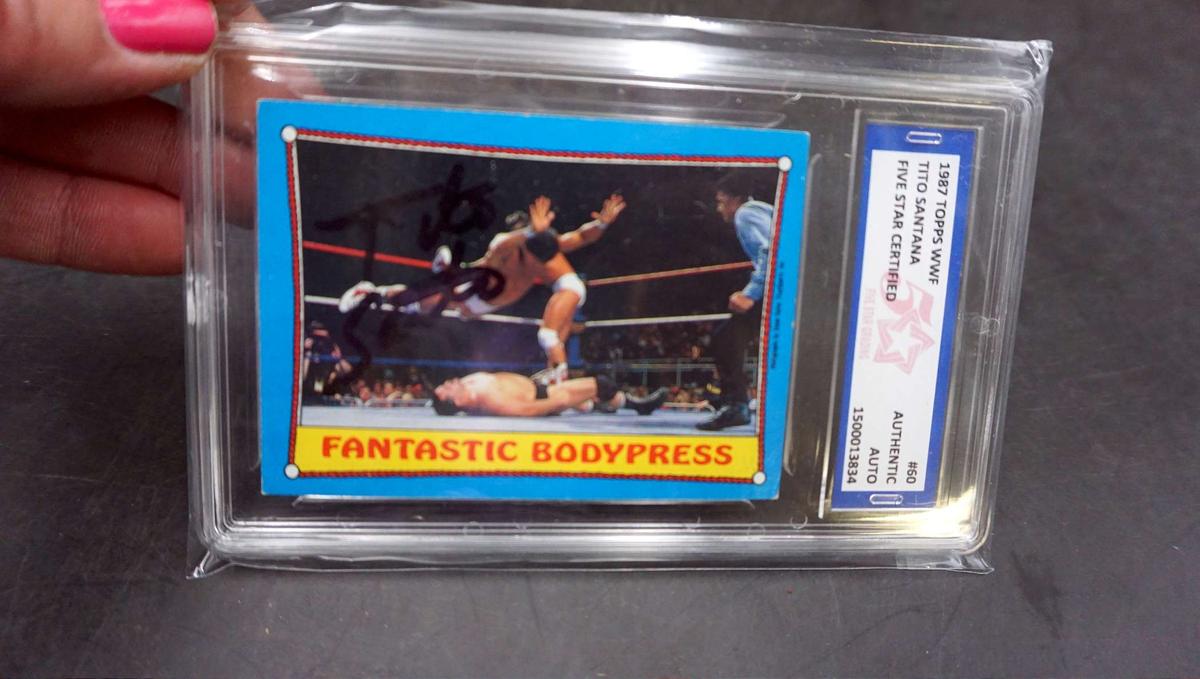 Graded Authentic Autograph Wwf'S Tito Santana 1987 Topps #60