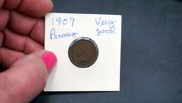 10 Indian Head Pennies - 1894, 1901, 1902, 1905, 1906 X2, 1907 X2, 1908 X2