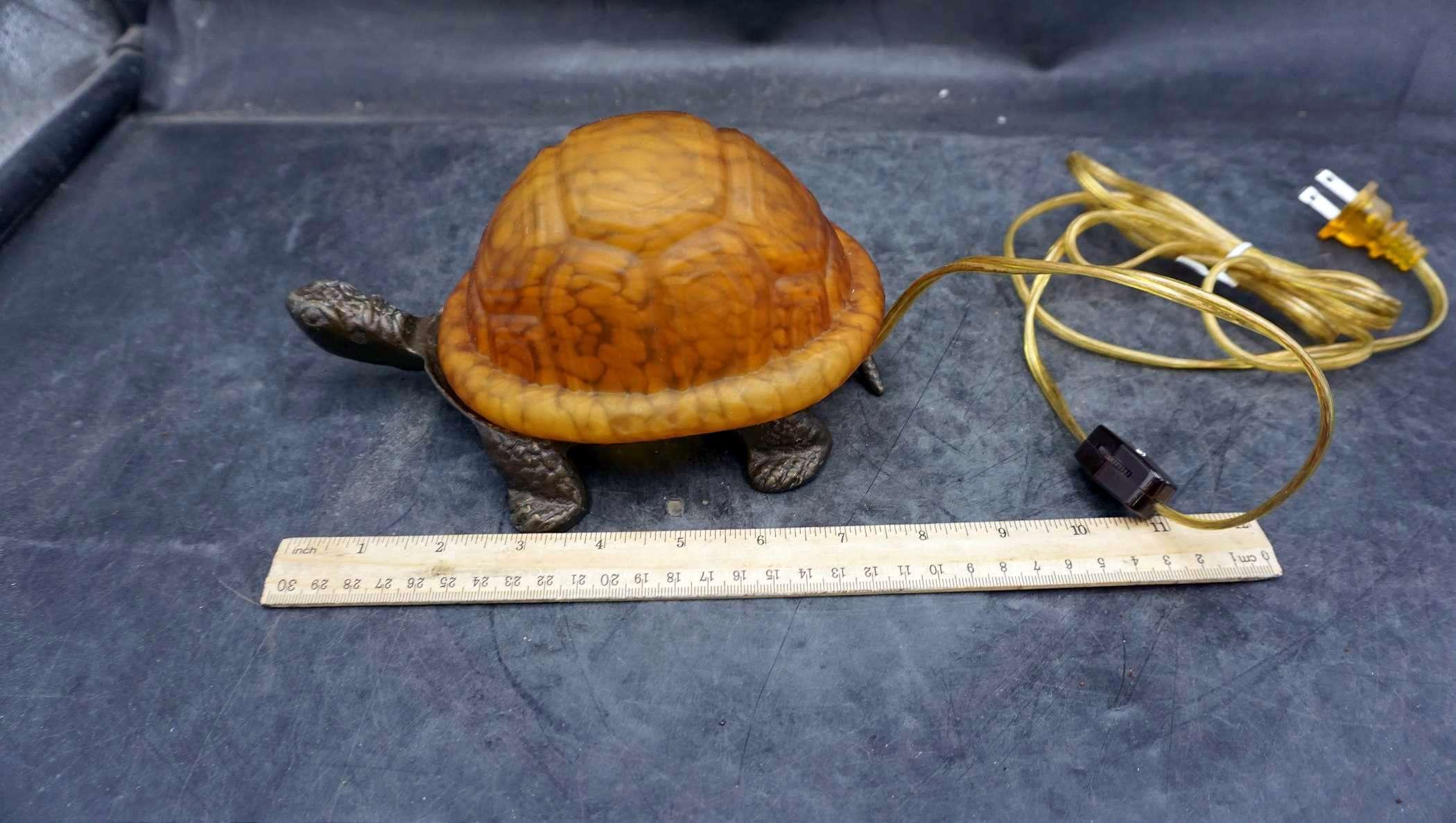 Lighted Glass Shell Turtle Lamp