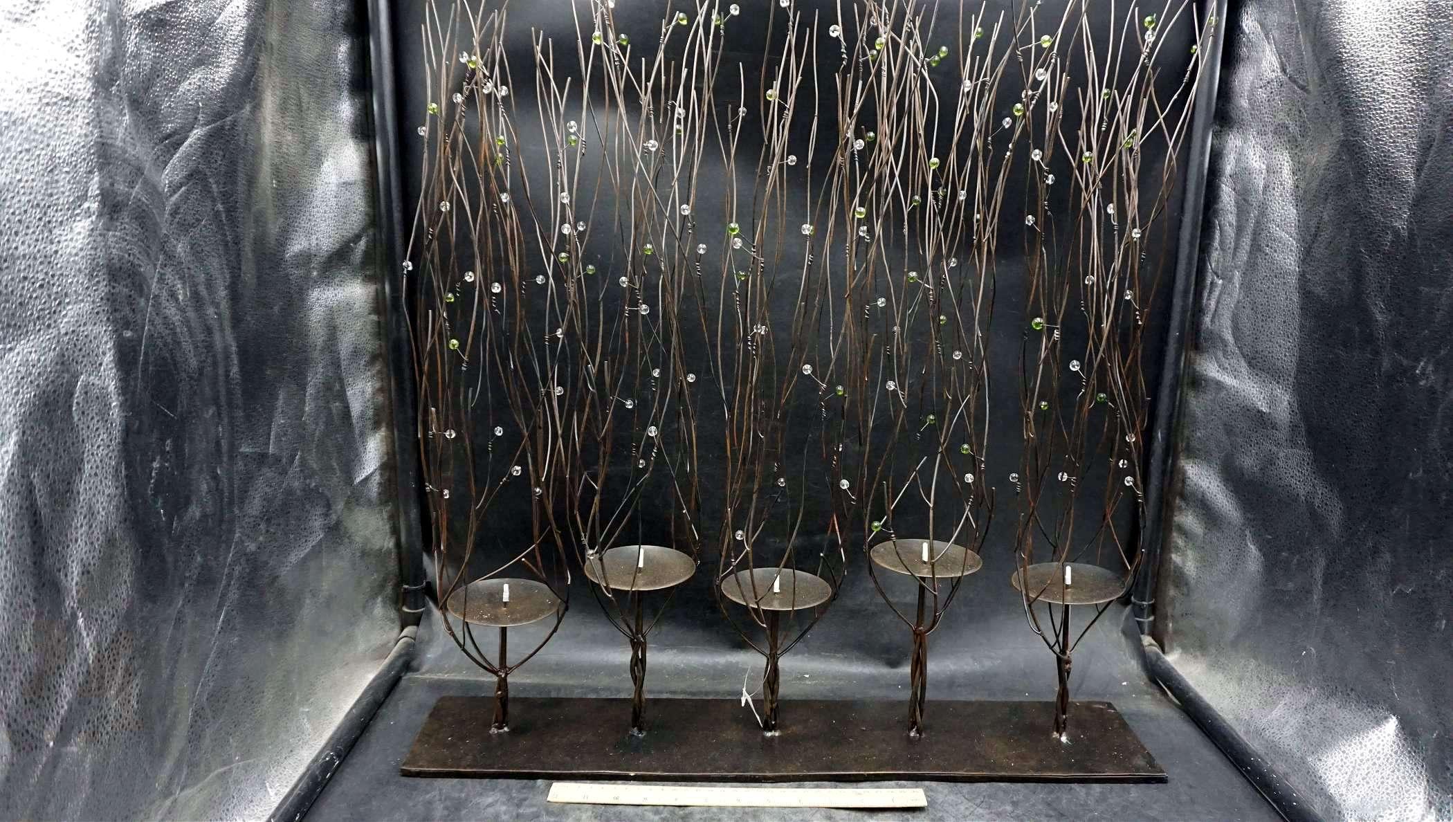 Metal Decorative Twig Looking 5 Candle Holder