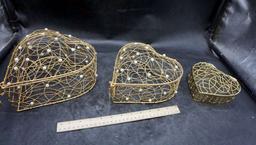 3 - Heart Shaped Wire Baskets