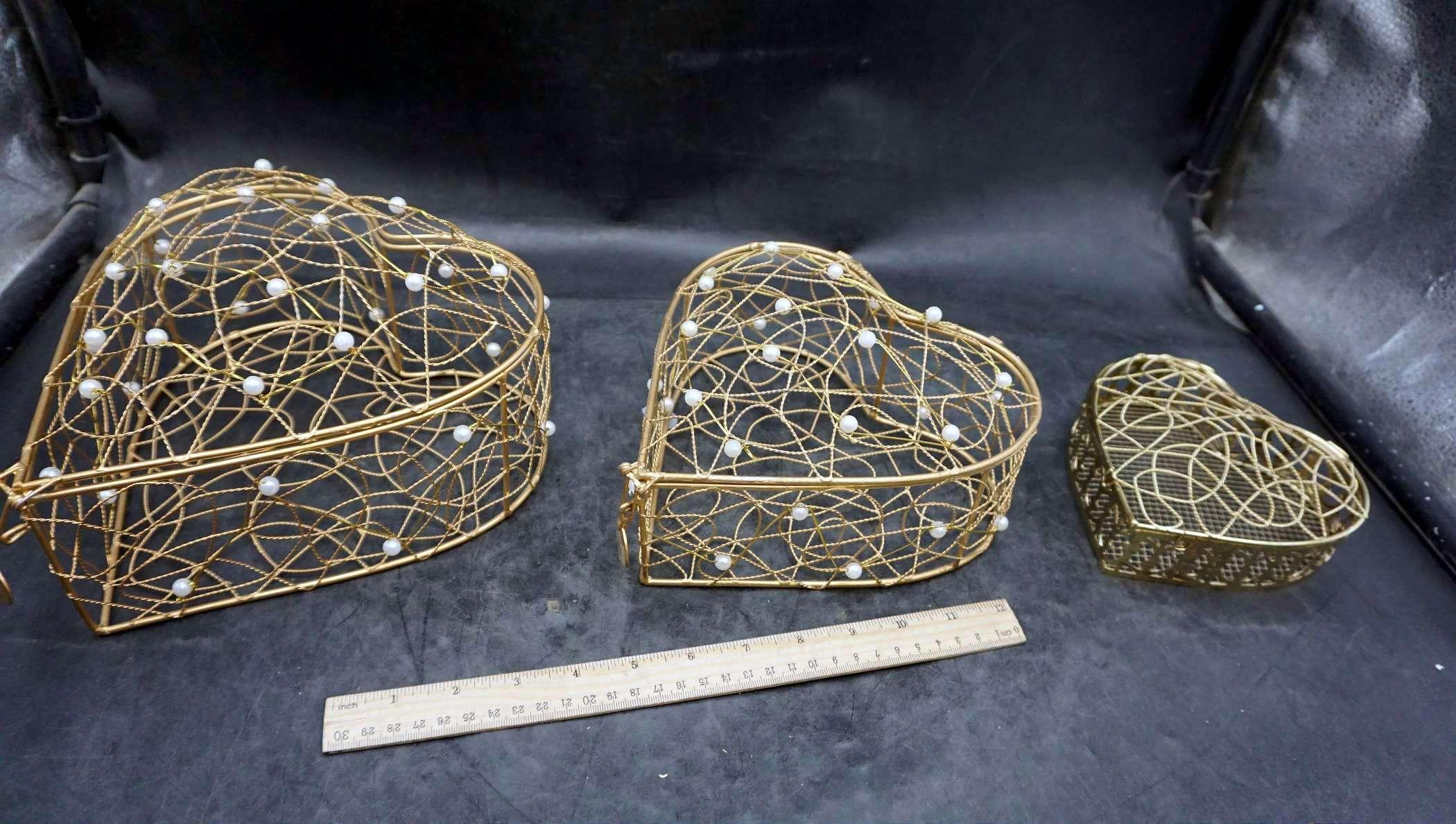 3 - Heart Shaped Wire Baskets