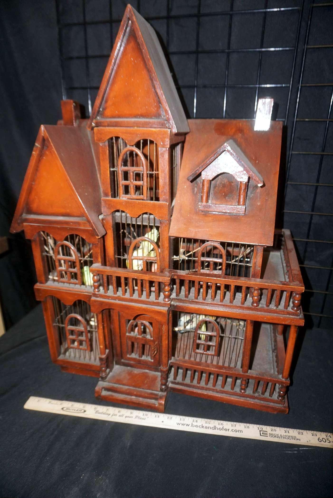 Large Wooden House Bird Cage