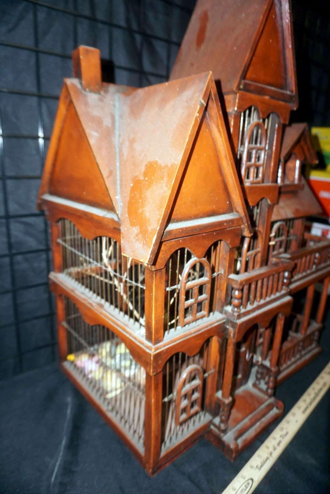 Large Wooden House Bird Cage