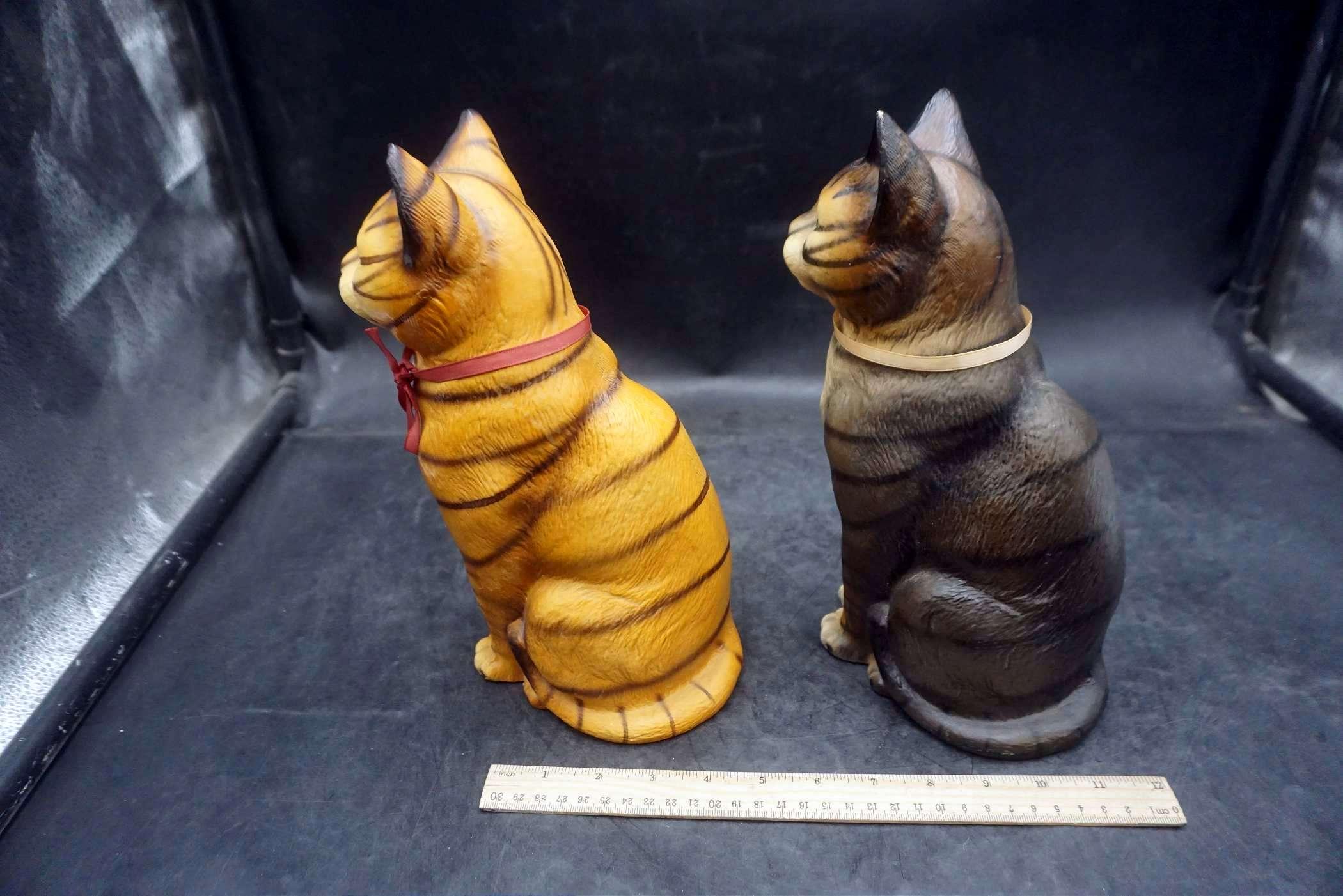 2 - Cat Statues (Small Chip On Ear)