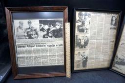 3 - Framed Davey Allison Newspaper Articles