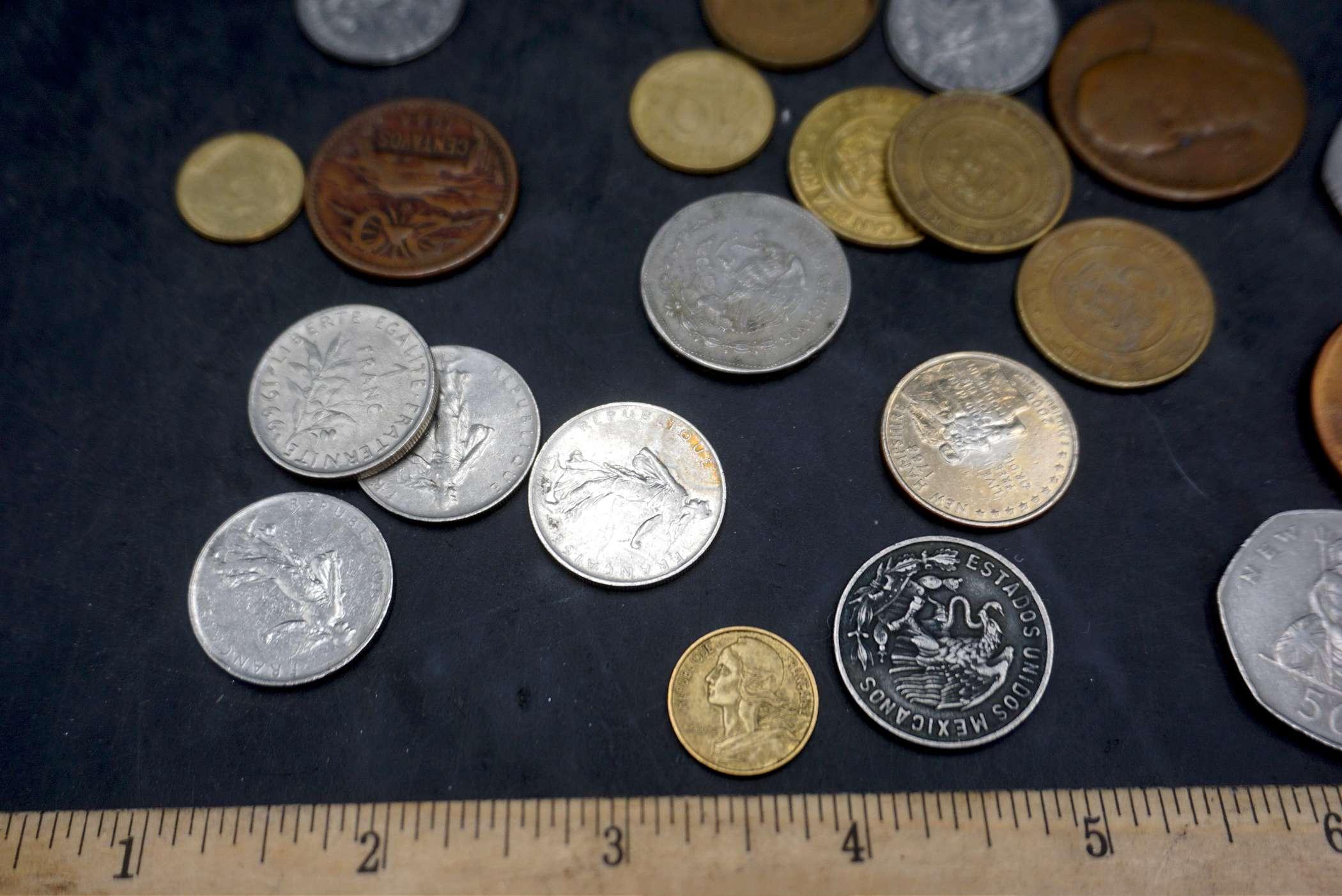 Assorted Foreign Coins & Tokens