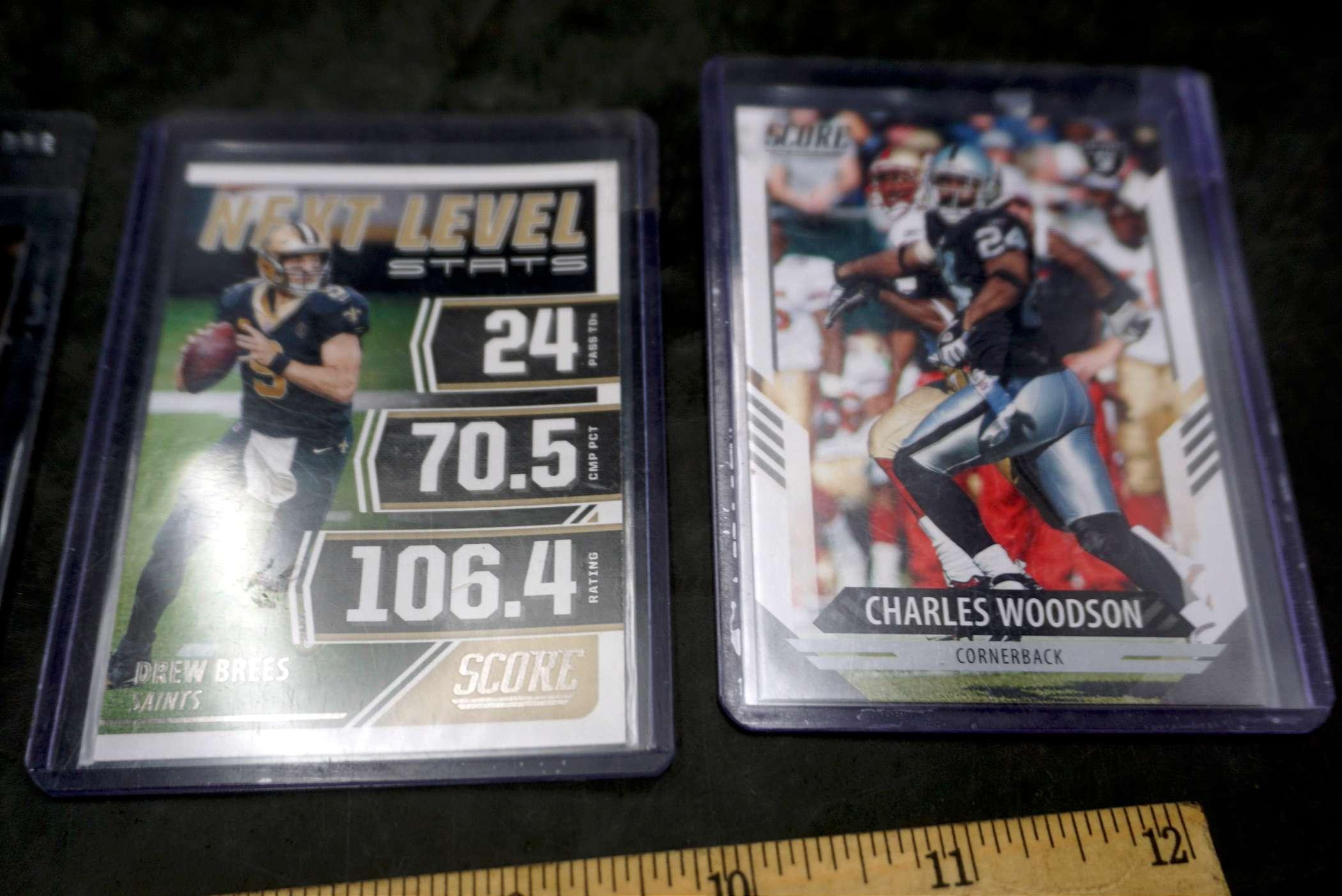 4 Sports Cards - Woodson, Brees, Hayes & Hutchinson