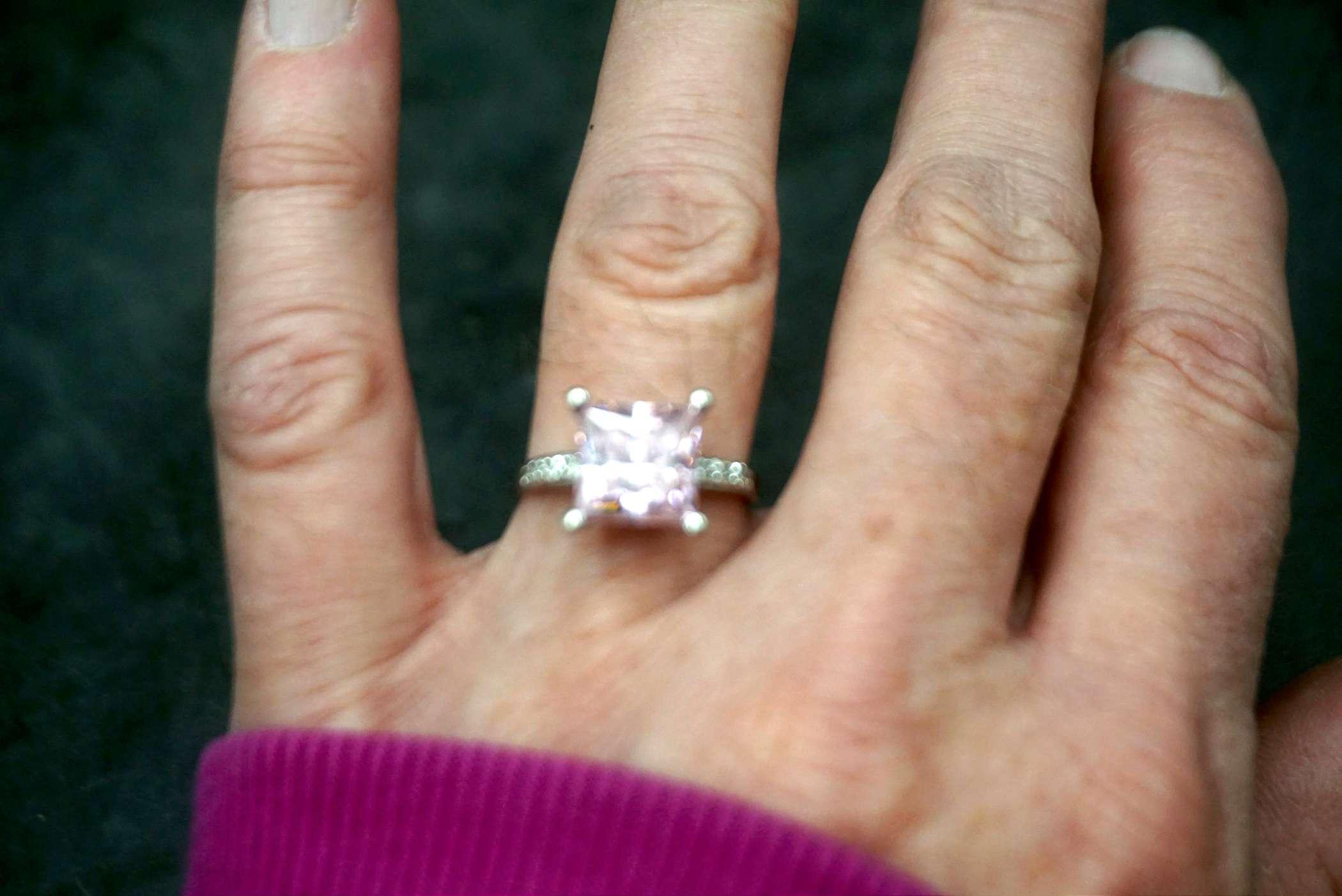 Silver-Toned Gem Ring