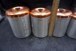 4 - Metal & Copper Kitchen Canisters (Made In Italy)
