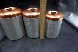 4 - Metal & Copper Kitchen Canisters (Made In Italy)