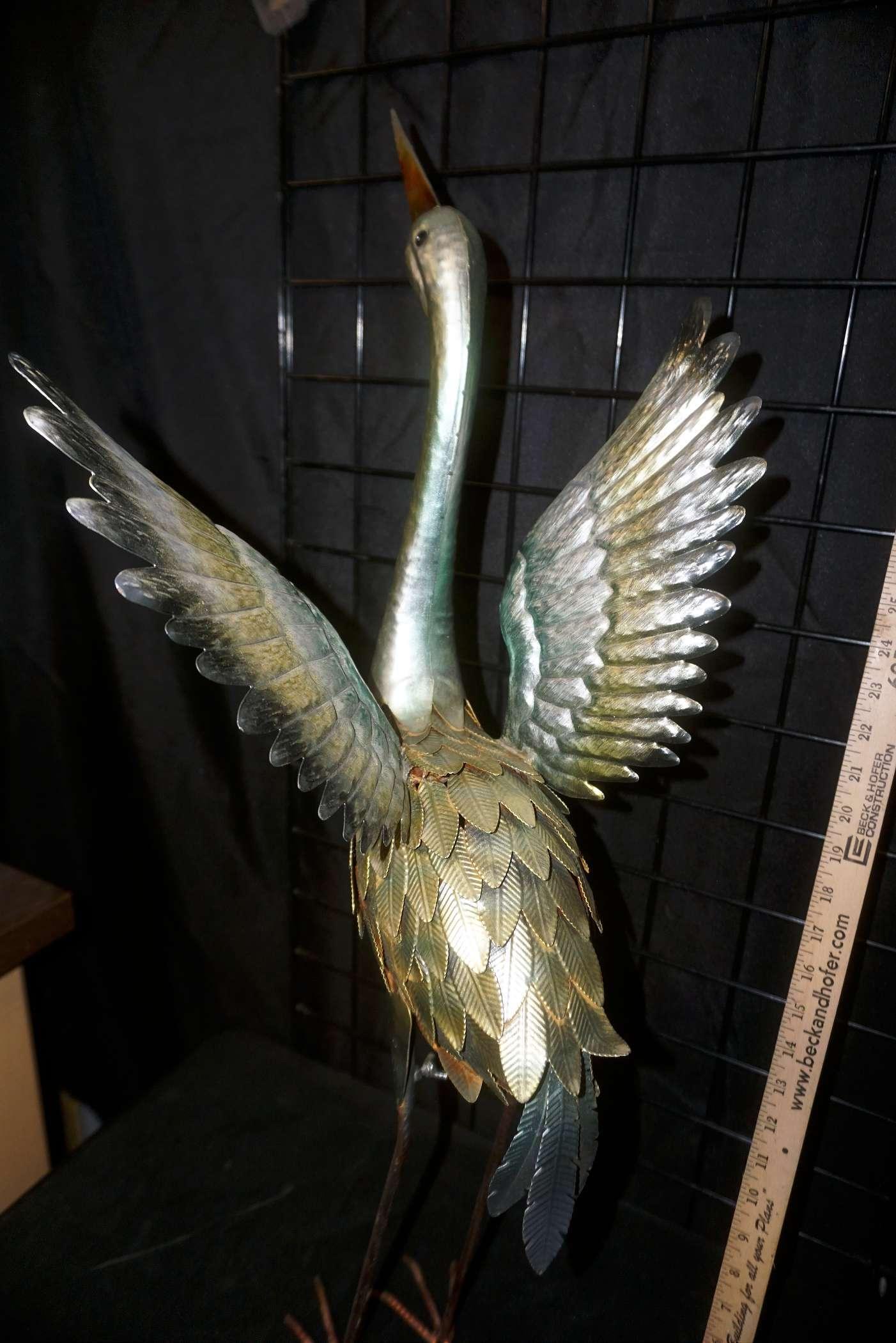 Outdoor Metal Crane Statue