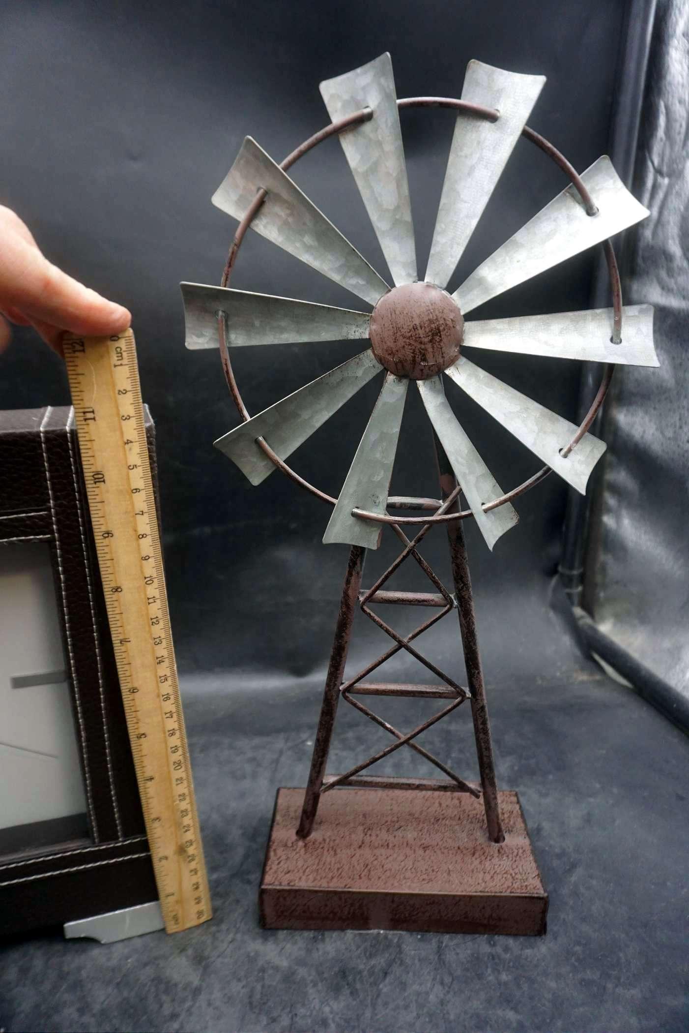 Decorative Windmill & Leather Stitch Clock In Case