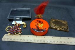 Plastic Case, Troll, Compact Mirror, Earrings, Brooch