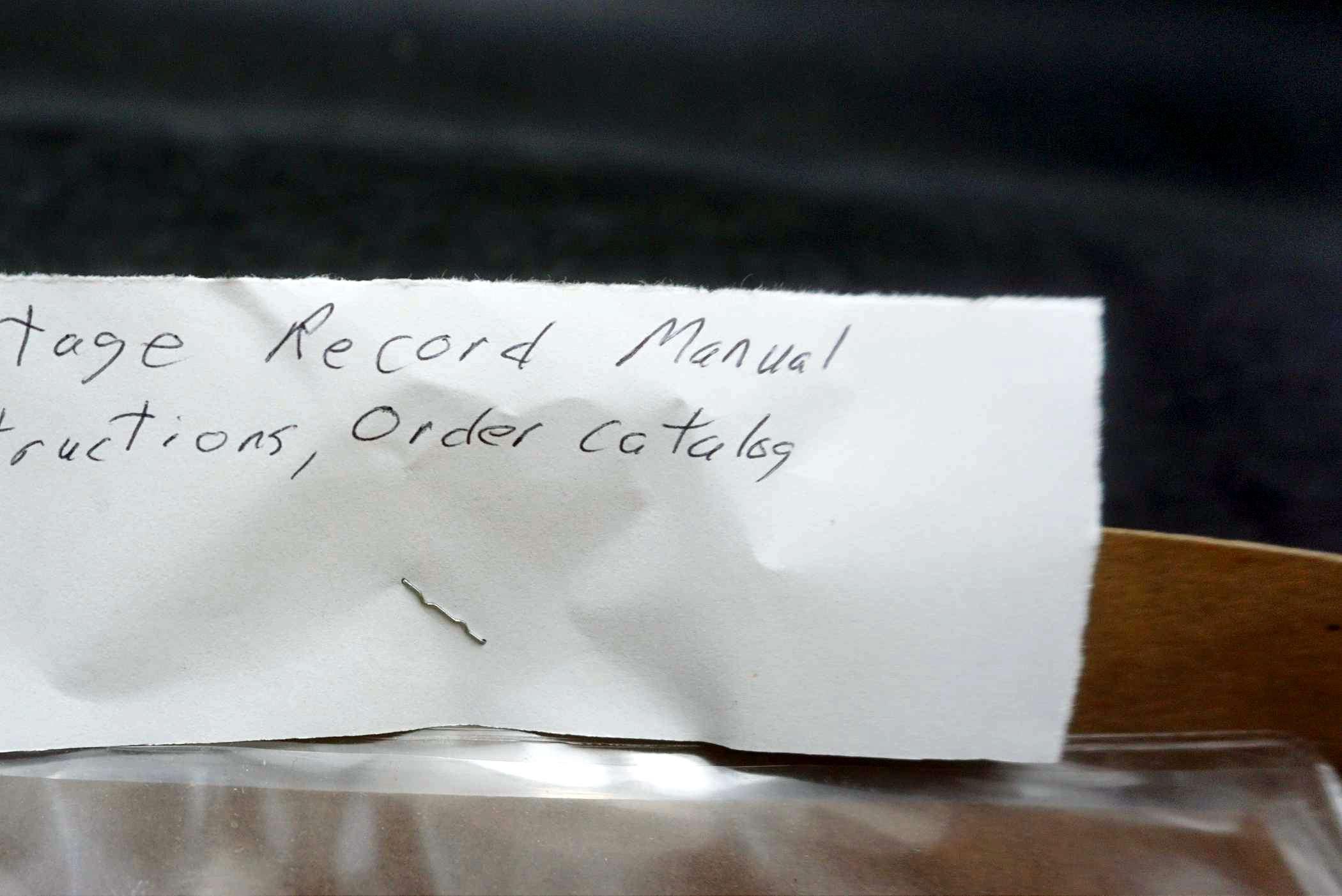Vintage Record Manual Instructions, Order Catalog