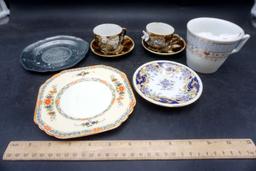 Mug, Bowls, Decorative Plate, Framed Picture, Tin, Cups & Saucers