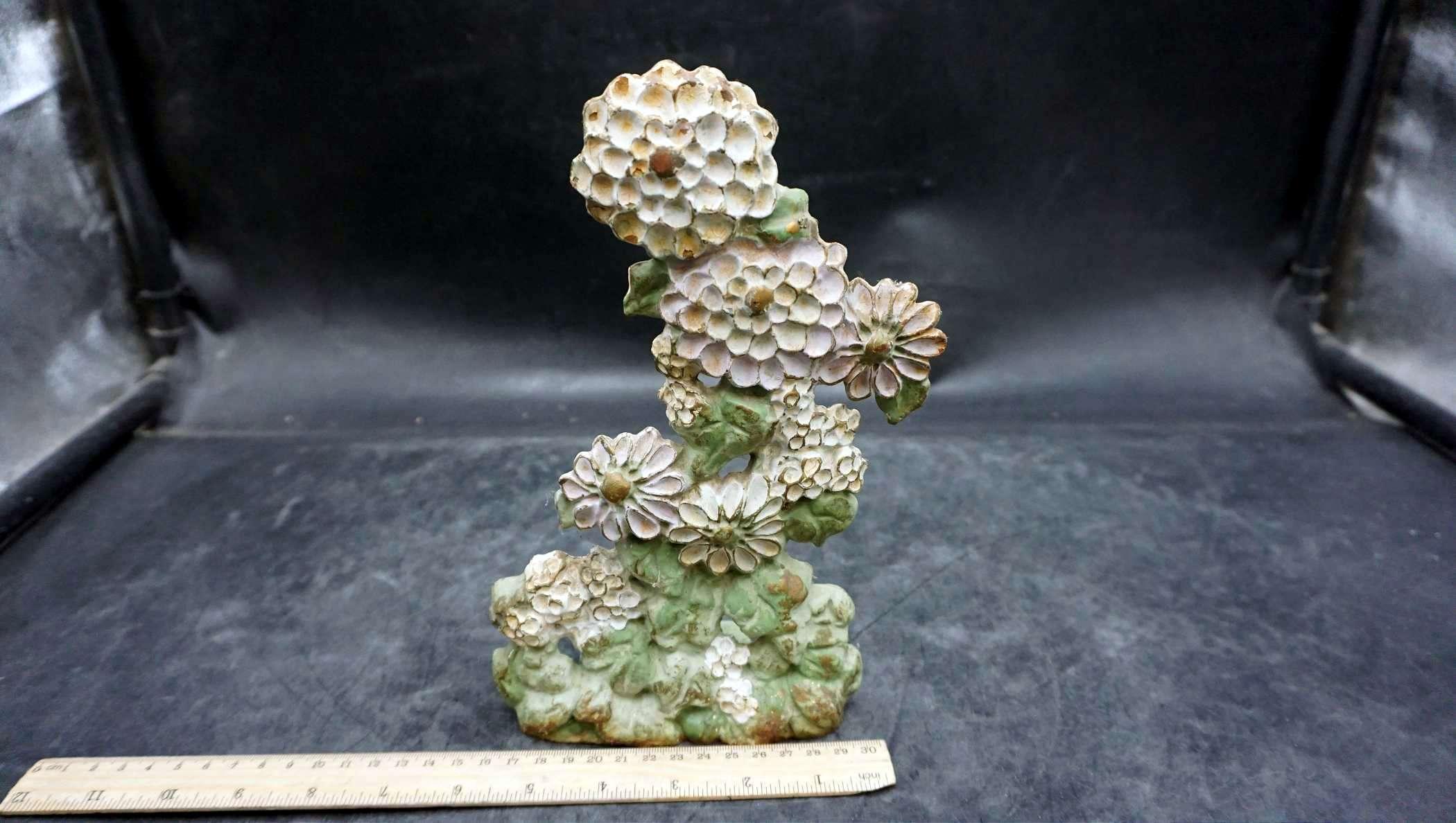 Cast Iron Pot Apple Flower Statue