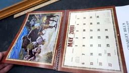 Framed South Dakota 1889 U.S.A. 25 Stamp Picture & Cowboy Artists 2001 Calendar